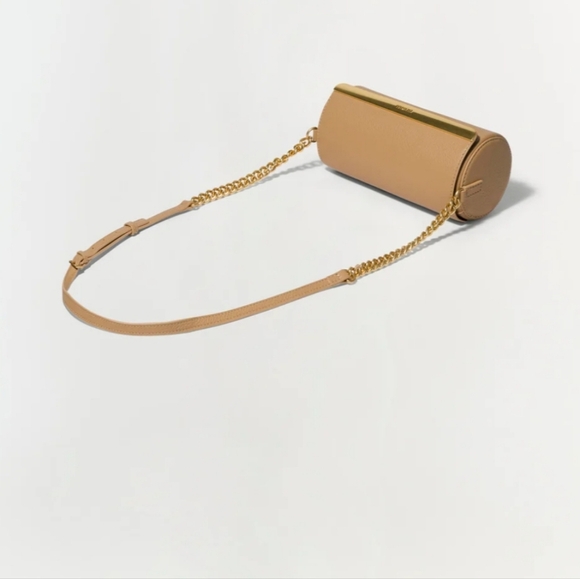 New Simkhai Rola Cylinder Calf Leather Gold Tone Chain Camel Crossbody Handbag - Picture 5 of 16